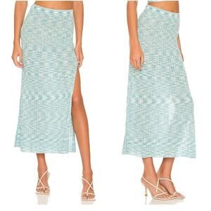 NWT L*Space Zephyr Midi Skirt Women's Size L 100% Viscose Poolside Knit Stretch